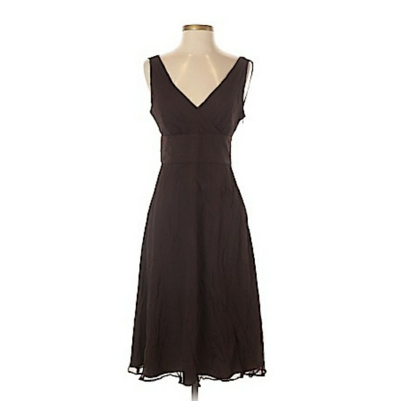 J. Crew Dresses & Skirts - J Crew Brown Silk V-Neck Midi A-Line Dress 4P NWT